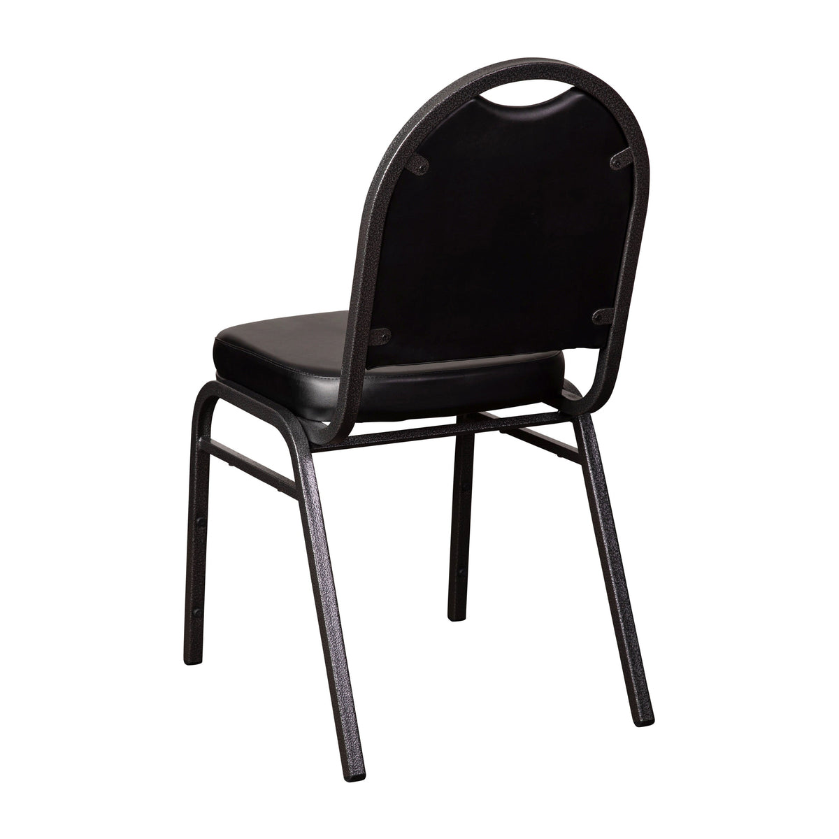 Black Vinyl/Silver Vein Frame |#| Commercial Dome Back Stacking Banquet Chair - Black Vinyl/Silver Vein Frame