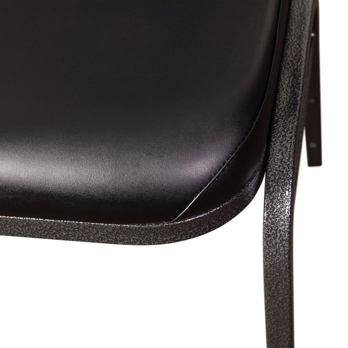 Black Vinyl/Silver Vein Frame |#| Commercial Dome Back Stacking Banquet Chair - Black Vinyl/Silver Vein Frame