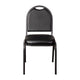 Black Vinyl/Silver Vein Frame |#| Commercial Dome Back Stacking Banquet Chair - Black Vinyl/Silver Vein Frame