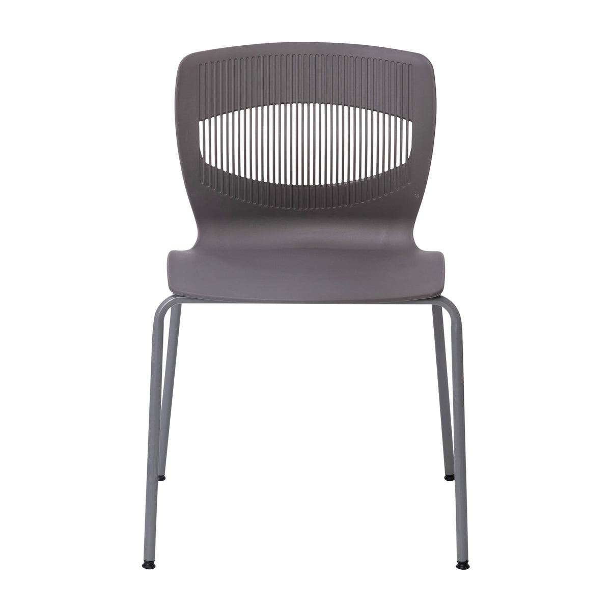 Gray |#| Commercial Grade 770 LB. Capacity Plastic Stack Chair with Lumbar Support-Gray