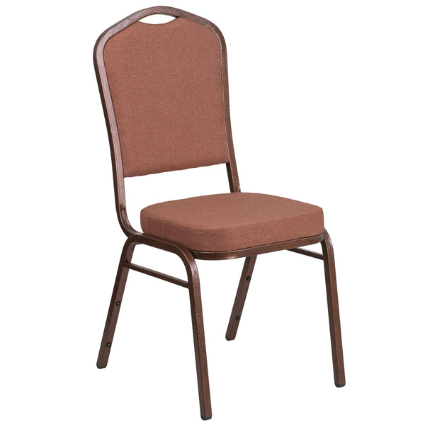 Gold Diamond Patterned Fabric/Gold Vein Frame |#| Crown Back Banquet Stack Chair in Gold Diamond Patterned Fabric-Gold Vein Frame