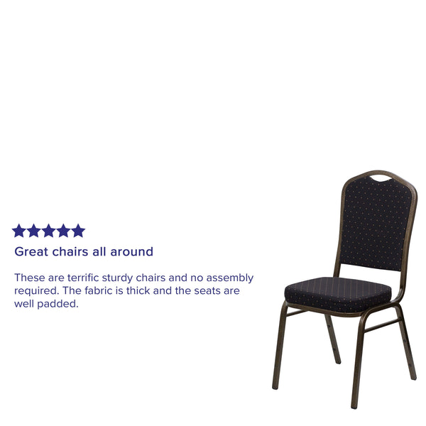 Blue Fabric/Silver Frame |#| Crown Back Stacking Banquet Chair in Blue Fabric - Silver Frame