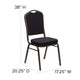 Black Patterned Fabric/Gold Vein Frame |#| Crown Back Stacking Banquet Chair in Black Patterned Fabric - Gold Vein Frame