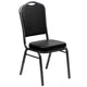 Black Vinyl/Silver Vein Frame |#| Crown Back Stacking Banquet Chair in Black Vinyl - Silver Vein Frame