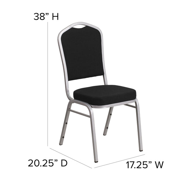Burgundy Fabric/Silver Vein Frame |#| Crown Back Stacking Banquet Chair in Burgundy Fabric - Silver Vein Frame