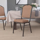 Black Patterned Fabric/Gold Vein Frame |#| Crown Back Stacking Banquet Chair in Black Patterned Fabric - Gold Vein Frame