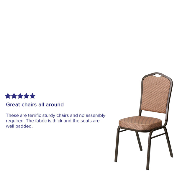 Black Patterned Fabric/Gold Vein Frame |#| Crown Back Stacking Banquet Chair in Black Patterned Fabric - Gold Vein Frame