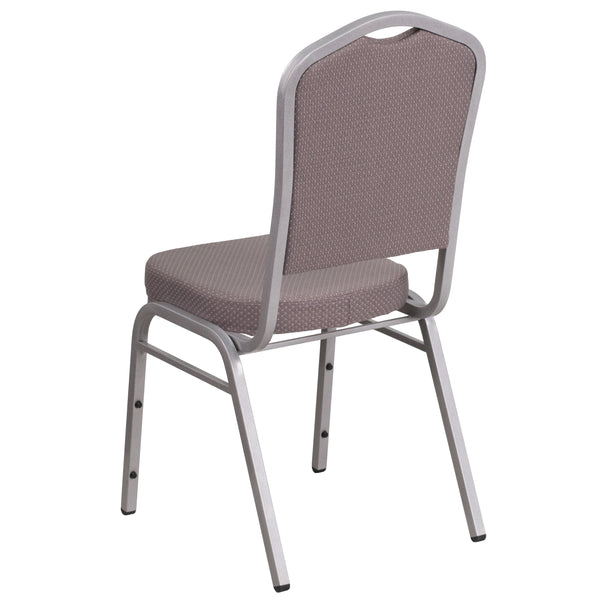 Navy Blue Patterned Fabric/Gold Frame |#| Crown Back Stacking Banquet Chair in Navy Blue Patterned Fabric - Gold Frame