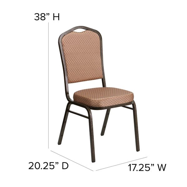 Herringbone Fabric/Silver Frame |#| Crown Back Stacking Banquet Chair in Herringbone Fabric - Silver Frame
