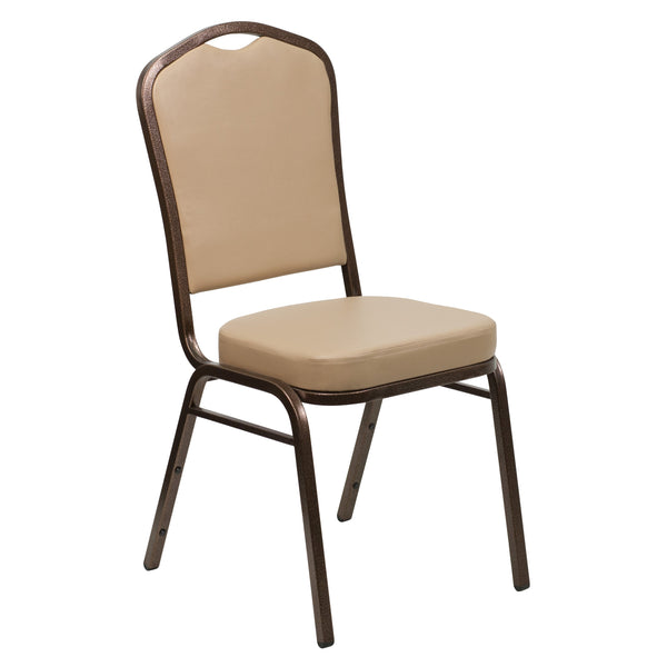 Navy Fabric/Silver Frame |#| Crown Back Stacking Banquet Chair in Navy Fabric - Silver Frame