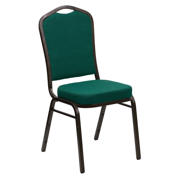Coffee Fabric/Gold Vein Frame |#| Crown Back Stacking Banquet Chair in Coffee Fabric - Gold Vein Frame