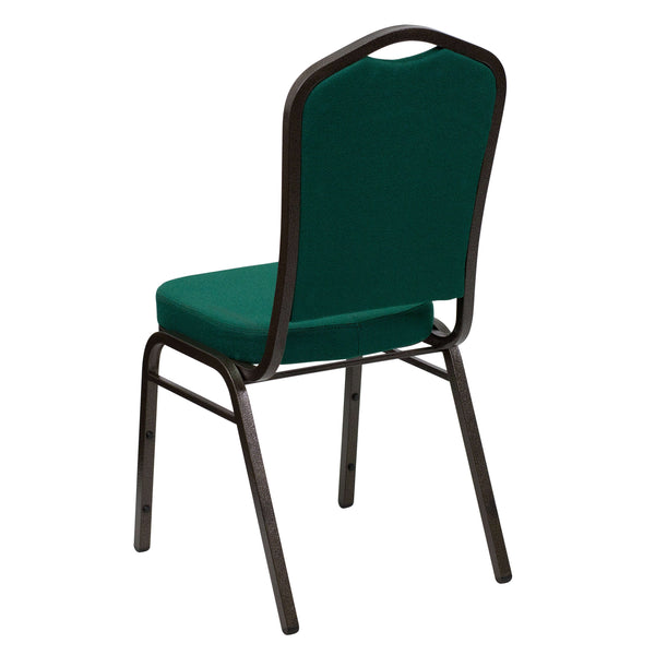 Green Fabric/Gold Vein Frame |#| Crown Back Stacking Banquet Chair in Green Fabric - Gold Vein Frame