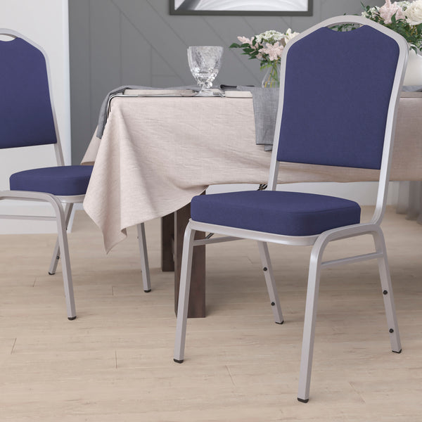 Burgundy Patterned Fabric/Silver Vein Frame |#| Crown Back Burgundy Patterned Fabric Stacking Banquet Chair - Silver Vein Frame