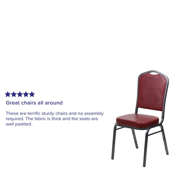 Brown Patterned Fabric/Gold Vein Frame |#| Crown Back Stacking Banquet Chair in Brown Patterned Fabric - Gold Vein Frame