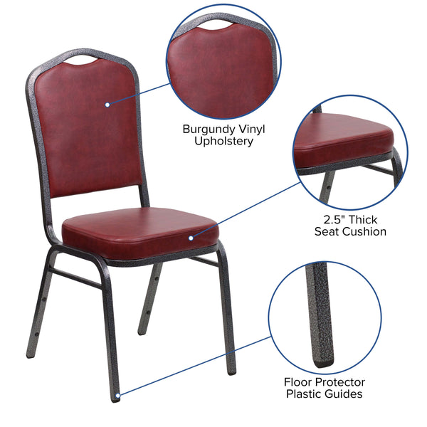 Brown Patterned Fabric/Gold Vein Frame |#| Crown Back Stacking Banquet Chair in Brown Patterned Fabric - Gold Vein Frame