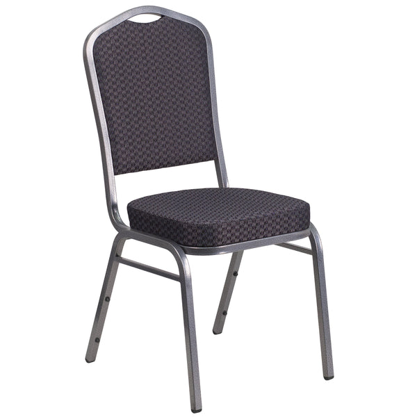 Gray Fabric/Black Frame |#| Crown Back Stacking Banquet Chair in Gray Fabric - Black Frame