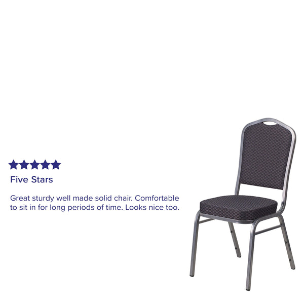 Gray Fabric/Black Frame |#| Crown Back Stacking Banquet Chair in Gray Fabric - Black Frame
