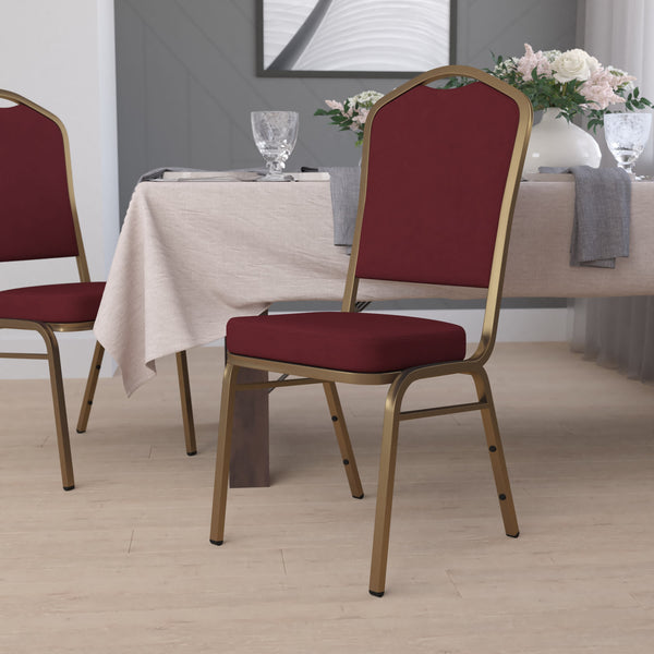 Gray Dot Fabric/Silver Frame |#| Crown Back Stacking Banquet Chair in Gray Dot Fabric - Silver Frame