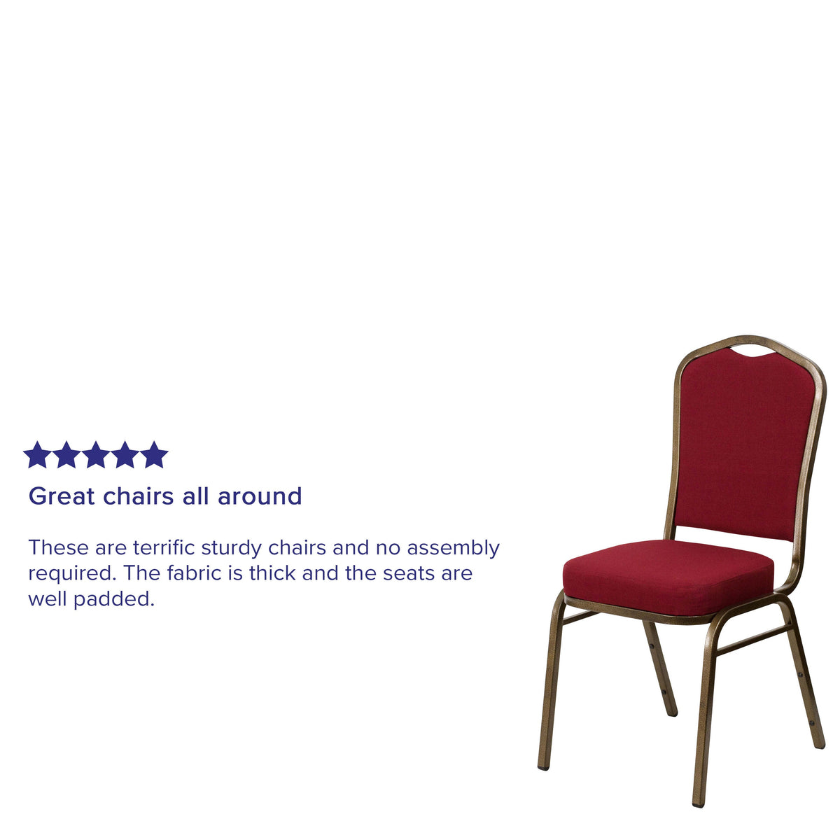 Black Vinyl/Gold Vein Frame |#| Crown Back Stacking Banquet Chair in Black Vinyl - Gold Vein Frame