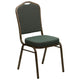 Green Patterned Fabric/Gold Vein Frame |#| Crown Back Stacking Banquet Chair in Green Patterned Fabric - Gold Vein Frame