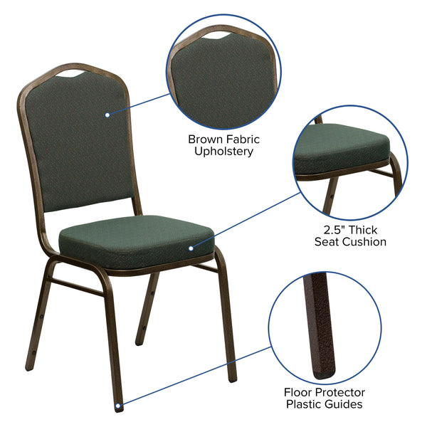 Brown Vinyl/Copper Vein Frame |#| Crown Back Stacking Banquet Chair in Brown Vinyl - Copper Vein Frame