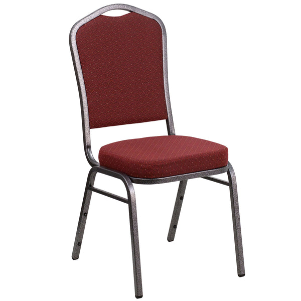 Navy Blue Patterned Fabric/Gold Vein Frame |#| Crown Back Stacking Banquet Chair in Navy Blue Patterned Fabric-Gold Vein Frame