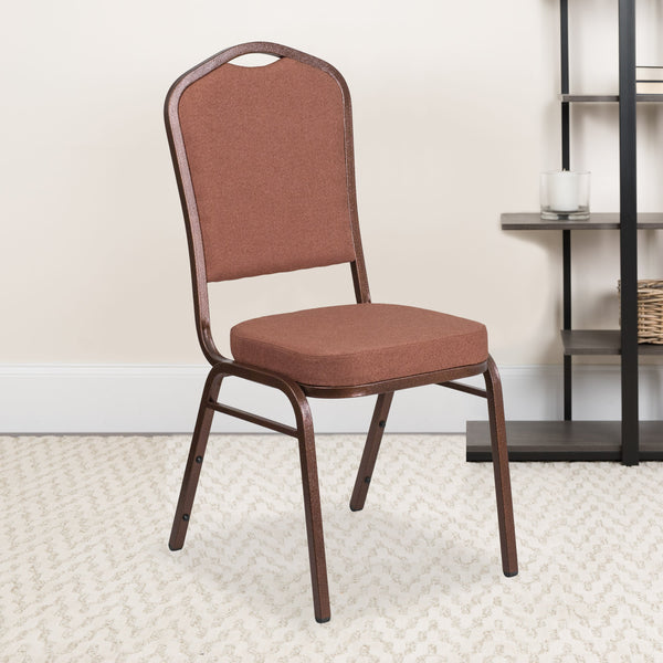 Gold Diamond Patterned Fabric/Gold Vein Frame |#| Crown Back Banquet Stack Chair in Gold Diamond Patterned Fabric-Gold Vein Frame