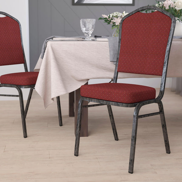 Navy Blue Patterned Fabric/Gold Vein Frame |#| Crown Back Stacking Banquet Chair in Navy Blue Patterned Fabric-Gold Vein Frame