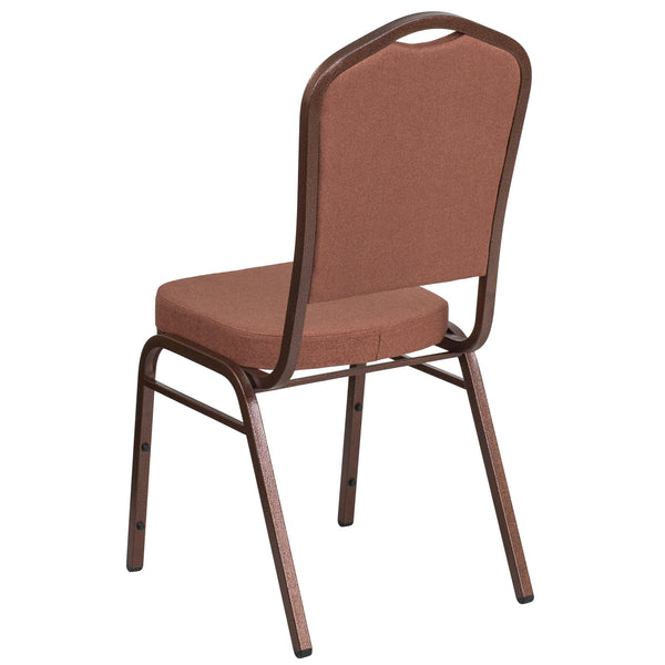 Gold Diamond Patterned Fabric/Gold Vein Frame |#| Crown Back Banquet Stack Chair in Gold Diamond Patterned Fabric-Gold Vein Frame