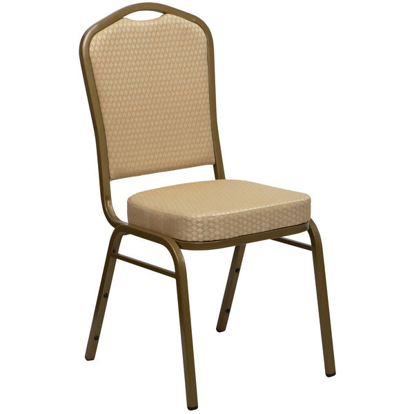 Burgundy Fabric/Gold Frame |#| Crown Back Stacking Banquet Chair in Burgundy Fabric - Gold Frame