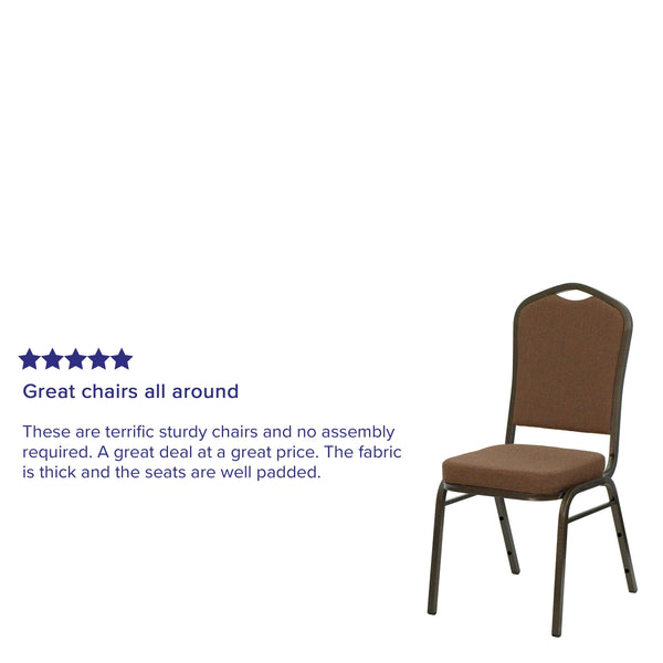 Green Fabric/Gold Vein Frame |#| Crown Back Stacking Banquet Chair in Green Fabric - Gold Vein Frame