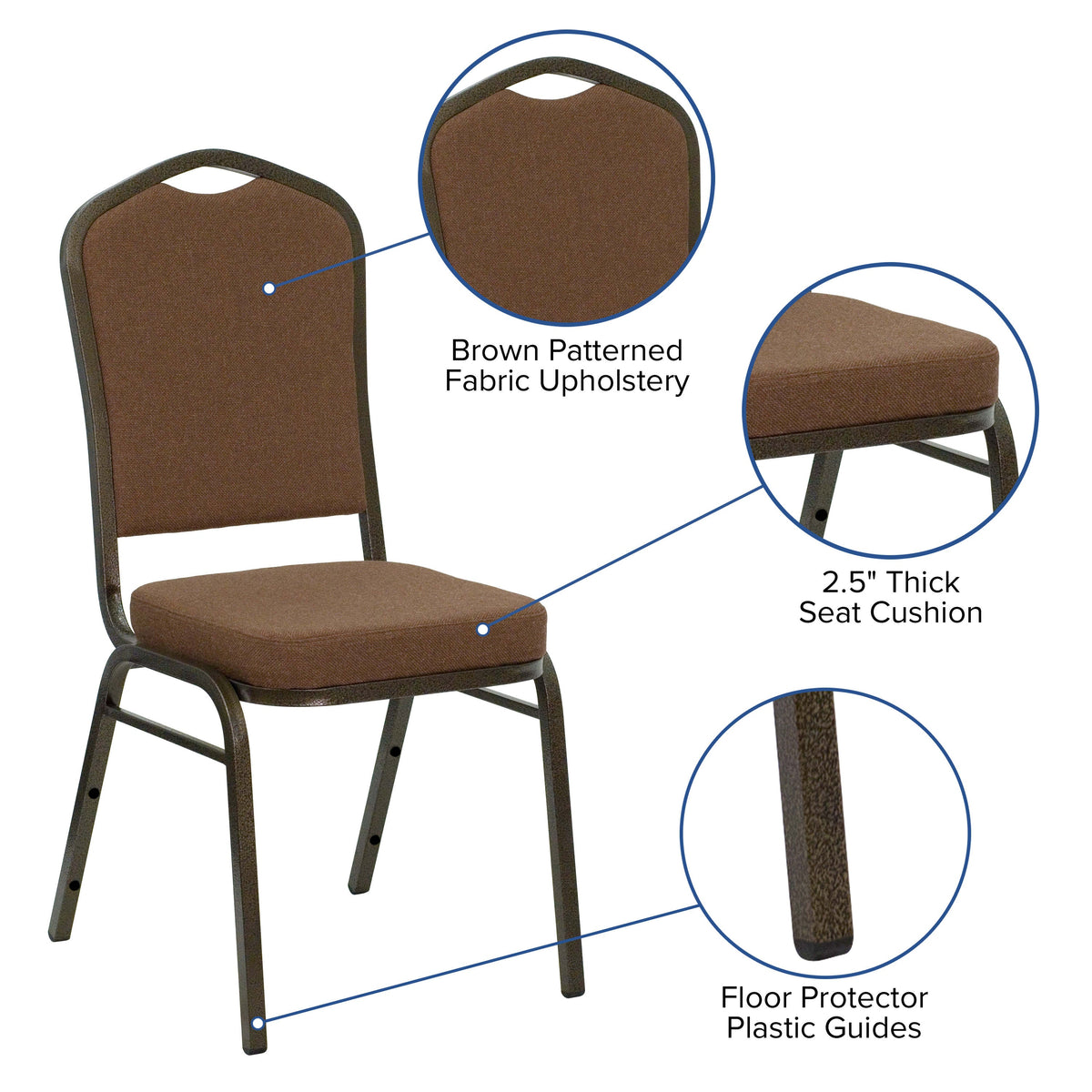 Green Fabric/Gold Vein Frame |#| Crown Back Stacking Banquet Chair in Green Fabric - Gold Vein Frame