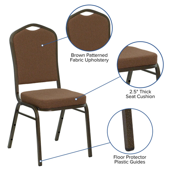 Green Fabric/Gold Vein Frame |#| Crown Back Stacking Banquet Chair in Green Fabric - Gold Vein Frame