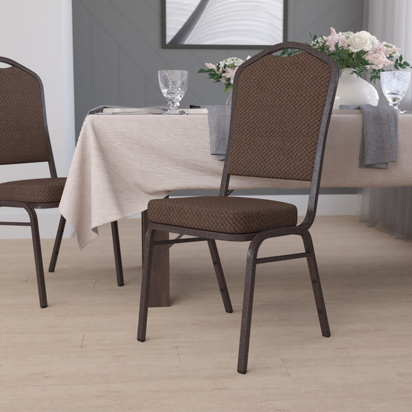 Black Vinyl/Silver Vein Frame |#| Crown Back Stacking Banquet Chair in Black Vinyl - Silver Vein Frame