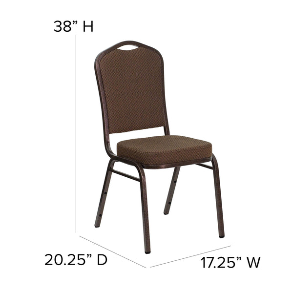 Beige Patterned Fabric/Gold Frame |#| Crown Back Stacking Banquet Chair in Beige Patterned Fabric - Gold Frame