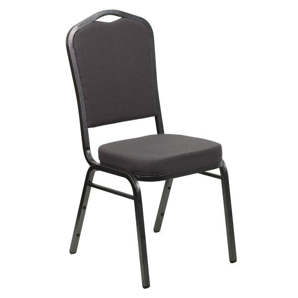 Beige Patterned Fabric/Gold Frame |#| Crown Back Stacking Banquet Chair in Beige Patterned Fabric - Gold Frame
