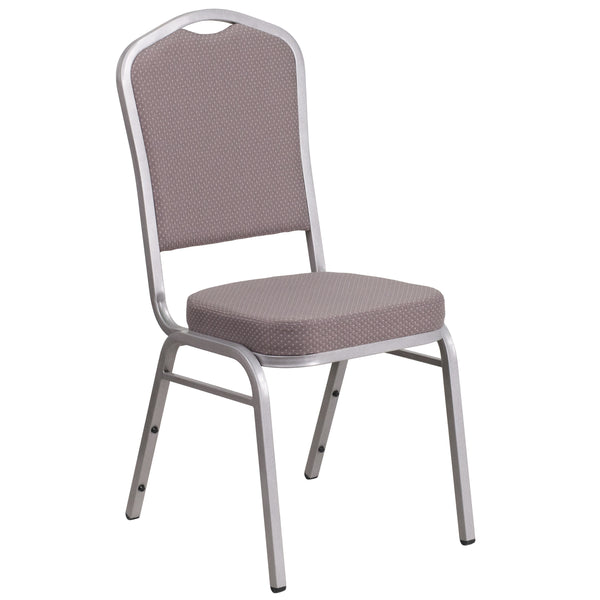 Burgundy Fabric/Silver Vein Frame |#| Crown Back Stacking Banquet Chair in Burgundy Fabric - Silver Vein Frame