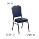 Navy Vinyl/Silver Vein Frame |#| Crown Back Stacking Banquet Chair in Navy Vinyl - Silver Vein Frame