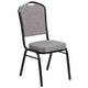 Black Dot Patterned Fabric/Silver Vein Frame |#| Crown Back Banquet Stack Chair in Black Dot Patterned Fabric - Silver Vein Frame