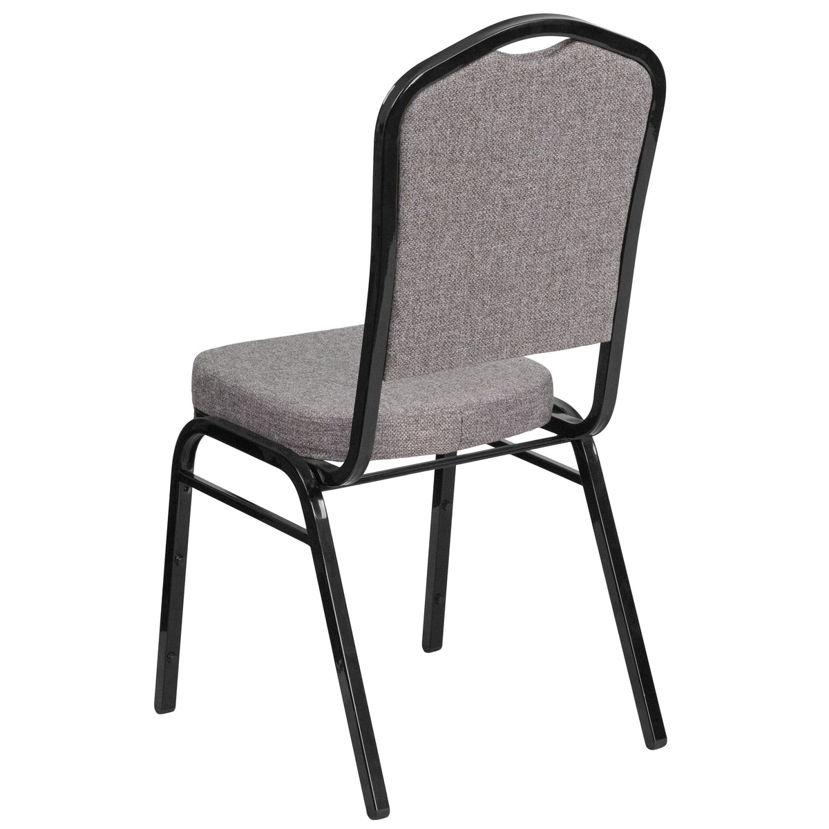 Black Dot Patterned Fabric/Silver Vein Frame |#| Crown Back Banquet Stack Chair in Black Dot Patterned Fabric - Silver Vein Frame