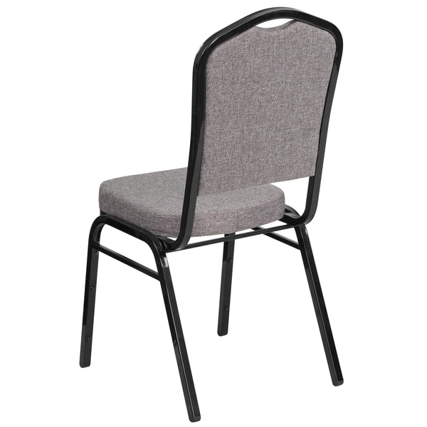 Navy Blue Dot Patterned Fabric/Gold Vein Frame |#| Crown Back Banquet Stack Chair in Navy Blue Dot Patterned Fabric-Gold Vein Frame