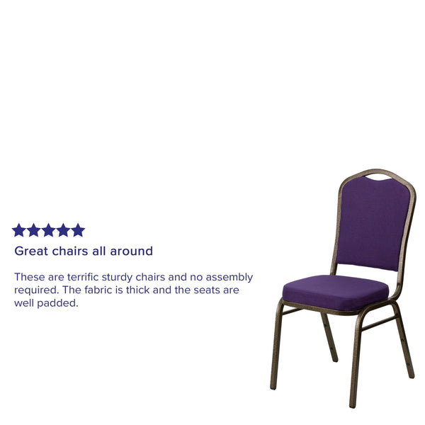 Navy Blue Dot Patterned Fabric/Gold Vein Frame |#| Crown Back Banquet Stack Chair in Navy Blue Dot Patterned Fabric-Gold Vein Frame