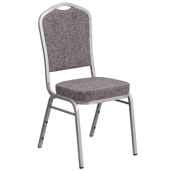 Black Vinyl/Black Frame |#| Crown Back Stacking Banquet Chair in Black Vinyl - Black Frame