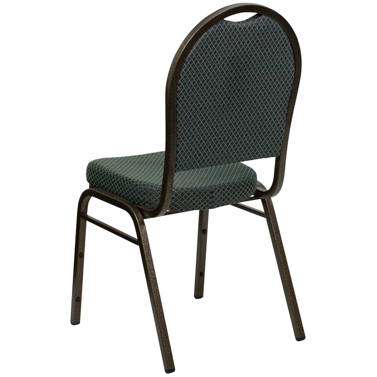 Green Patterned Fabric/Gold Vein Frame |#| Dome Back Stacking Banquet Chair in Green Patterned Fabric - Gold Vein Frame