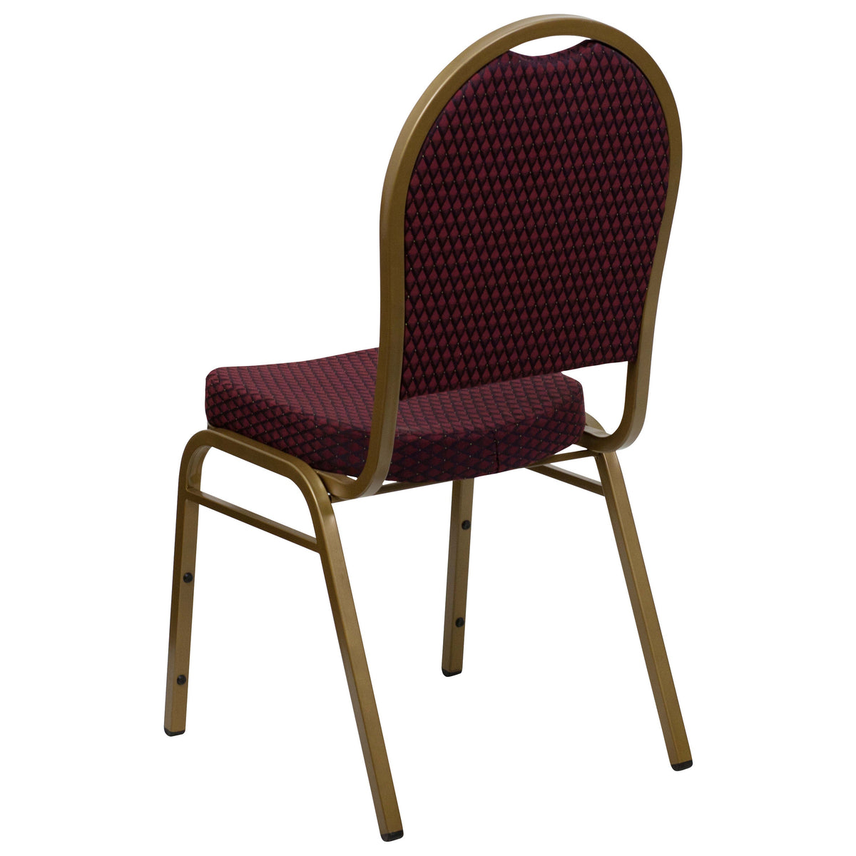 Burgundy Patterned Fabric/Gold Frame |#| Dome Back Stacking Banquet Chair in Burgundy Patterned Fabric - Gold Frame