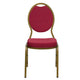 Burgundy Patterned Fabric/Gold Frame |#| Teardrop Back Stacking Banquet Chair in Burgundy Patterned Fabric - Gold Frame