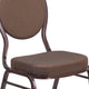 Brown Patterned Fabric/Copper Vein Frame |#| Teardrop Back Brown Patterned Fabric Stacking Banquet Chair - Copper Vein Frame