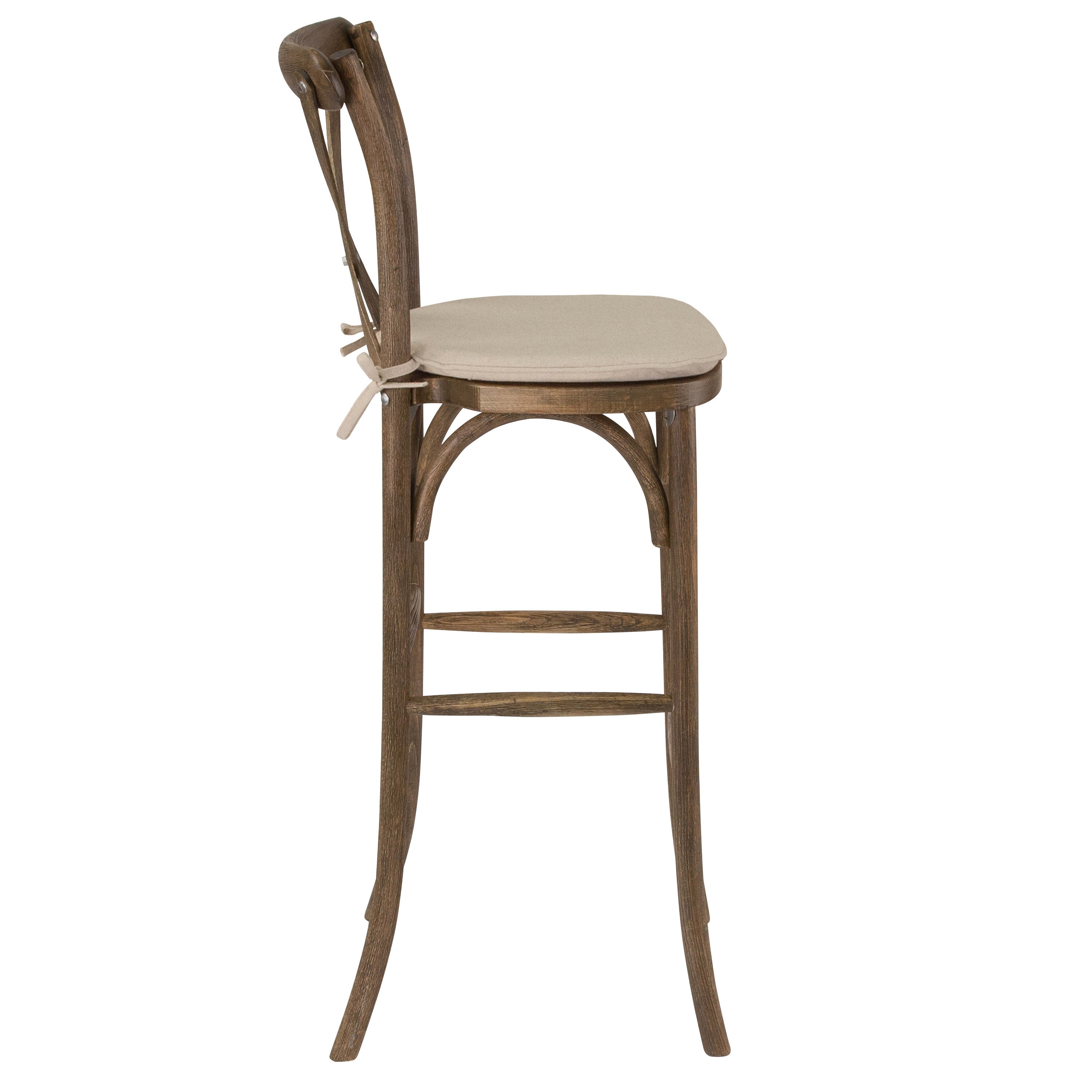 Wood Cross Back Barstool XA X BAR GO BC Stack Chairs 4 Less