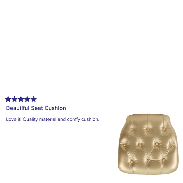 Gold |#| Hard Gold Tufted Vinyl Chiavari Chair Cushion - Event Accessories