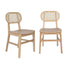 Jacob Set of 2 Commercial Cane Rattan Dining and Event Chairs with Solid Wood Frame and Seat